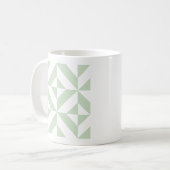 Sage Green Geometric Deco Cube Pattern Koffiemok (Voorkant links)