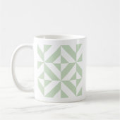 Sage Green Geometric Deco Cube Pattern Koffiemok (Links)