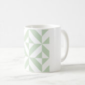 Sage Green Geometric Deco Cube Pattern Koffiemok (Voorkant rechts)