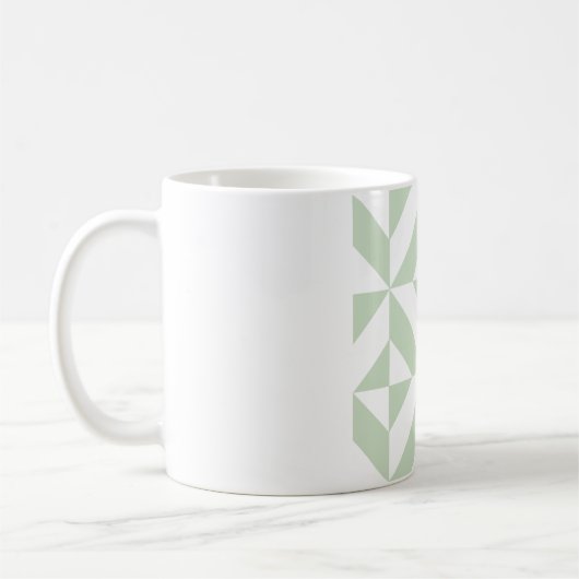 Sage Green Geometric Deco Cube Pattern Koffiemok (Links)