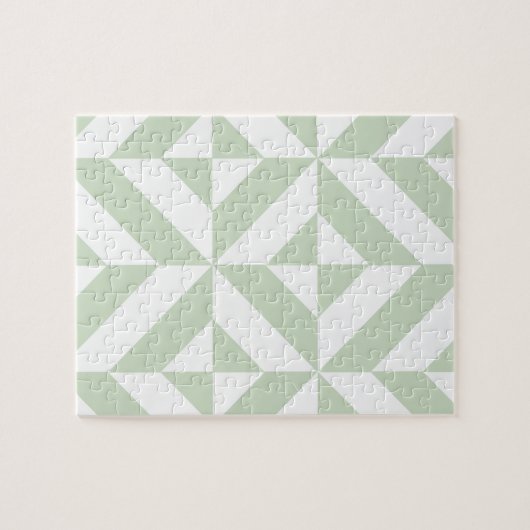 Sage Green Geometric Deco Cube Pattern Legpuzzel (Horizontaal)
