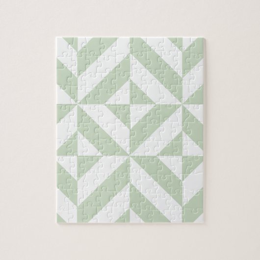 Sage Green Geometric Deco Cube Pattern Legpuzzel (Verticaal)