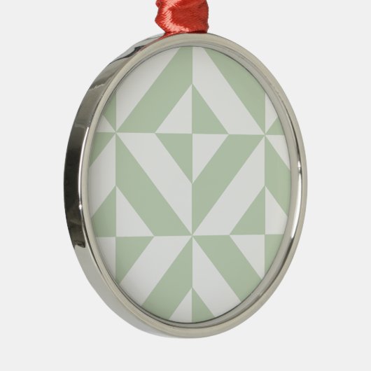 Sage Green Geometric Deco Cube Pattern Metalen Ornament (Rechts)