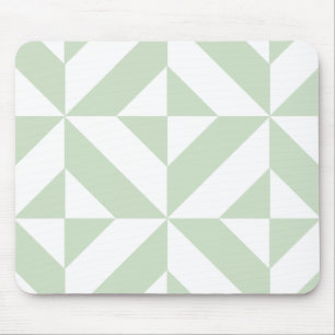 Sage Green Geometric Deco Cube Pattern Muismat