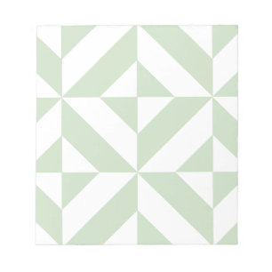 Sage Green Geometric Deco Cube Pattern Notitieblok