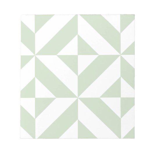 Sage Green Geometric Deco Cube Pattern Notitieblok (Voorkant)