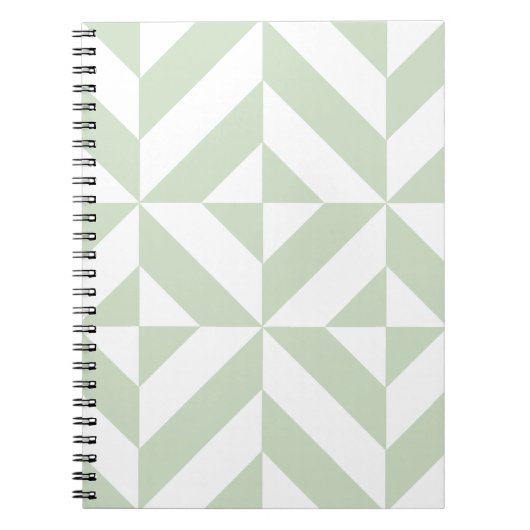Sage Green Geometric Deco Cube Pattern Notitieboek (Voorkant)
