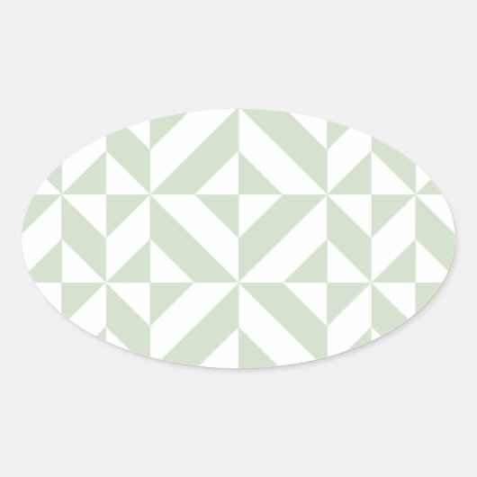 Sage Green Geometric Deco Cube Pattern Ovale Sticker (Voorkant)
