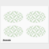 Sage Green Geometric Deco Cube Pattern Ovale Sticker (Vel)