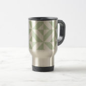 Sage Green Geometric Deco Cube Pattern Reisbeker (Voorkant rechts)
