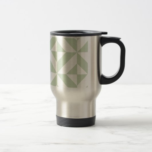 Sage Green Geometric Deco Cube Pattern Reisbeker (Rechts)
