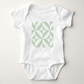 Sage Green Geometric Deco Cube Pattern Romper (Voorkant)