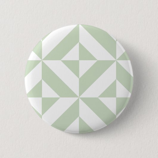 Sage Green Geometric Deco Cube Pattern Ronde Button 5,7 Cm (Voorkant)
