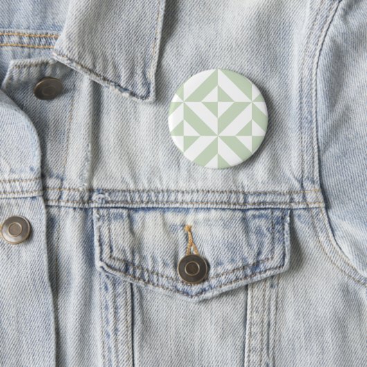 Sage Green Geometric Deco Cube Pattern Ronde Button 5,7 Cm (In situ)