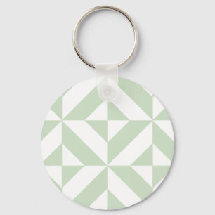 Sage Green Geometric Deco Cube Pattern Sleutelhanger