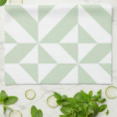 Sage Green Geometric Deco Cube Pattern Theedoek (Gevouwen)
