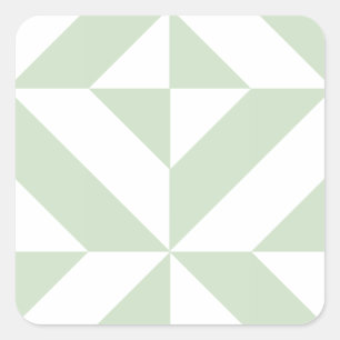 Sage Green Geometric Deco Cube Pattern Vierkante Sticker