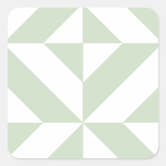 Sage Green Geometric Deco Cube Pattern Vierkante Sticker (Voorkant)