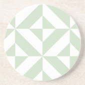 Sage Green Geometric Deco Cube Pattern Zandsteen Onderzetter (Voorkant)
