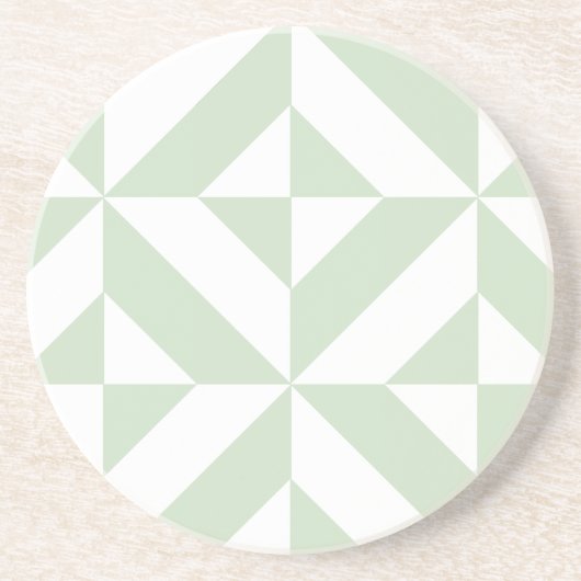 Sage Green Geometric Deco Cube Pattern Zandsteen Onderzetter (Voorkant)