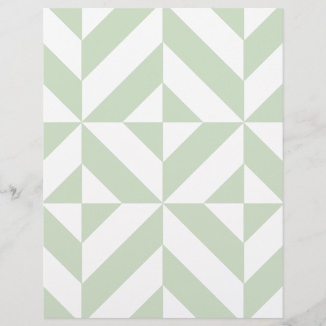 Sage Green Geometric Deco Cube Scrapbook Paper (Voorkant)