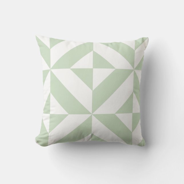 Sage Green Geometric Deco Pattern 2-Sided Kussen (Voorkant)