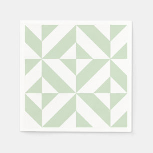 Sage Green Geometric Deco Pattern Servet