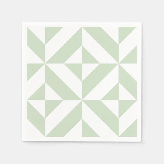 Sage Green Geometric Deco Pattern Servet (Voorkant)