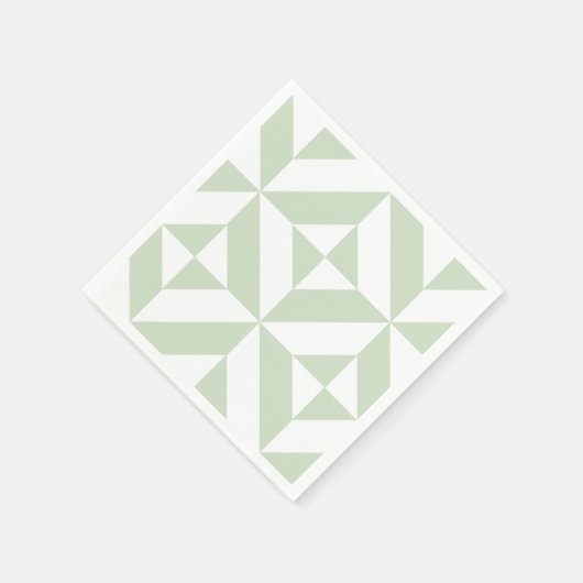Sage Green Geometric Deco Pattern Servet (Hoek)