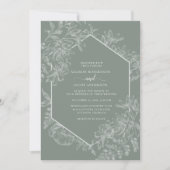 Sage Green Geometric Floral Weddenschap Kaart (Voorkant)