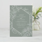 Sage Green Geometric Floral Weddenschap Kaart (Staand voorkant)