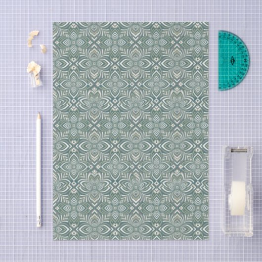 Sage Green Geometric Pattern Tissuepapier (Craft)