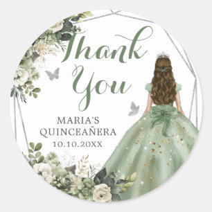 Sage Green Geometric Quinceañera Dank u Ronde Sticker