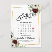 Sage Green Geometry Calendar Wedding Sla de datum  Informatiekaartje (Voorkant)