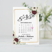 Sage Green Geometry Calendar Wedding Sla de datum  Informatiekaartje (Staand voorkant)