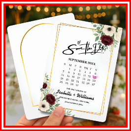 Sage Green Geometry Calendar Wedding Sla de datum  Informatiekaartje