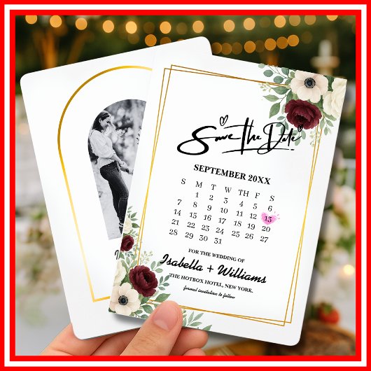 Sage Green Geometry Calendar Wedding Sla de datum  Informatiekaartje