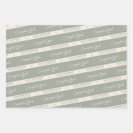 Sage Green gepersonaliseerd Afstuderen Inpakpapier Vel