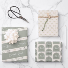 Sage Green gepersonaliseerd Afstuderen Inpakpapier Vel