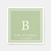 Sage Green gepersonaliseerde bruiloft cocktail ser Servet (Voorkant)