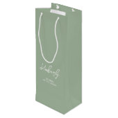 Sage Green Gepersonaliseerde Naam Wedding Party Fa Wijn Cadeautas (Achterkant Gekanteld)