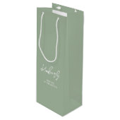 Sage Green Gepersonaliseerde Naam Wedding Party Fa Wijn Cadeautas (Voorkant Gekanteld)