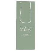 Sage Green Gepersonaliseerde Naam Wedding Party Fa Wijn Cadeautas (Voorkant)