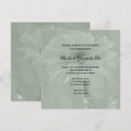 Sage Green Gerber Daisy Engagement Party Kaart