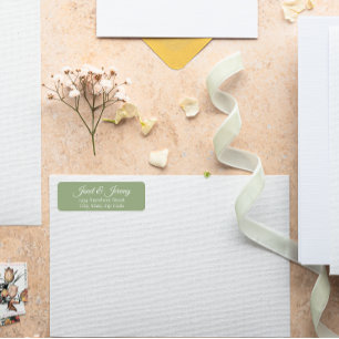 Sage Green gestileerde namen bruiloft retour adres Etiket