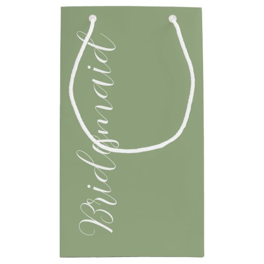 Sage Green gestileerde script bruiloft bruidsmeisj Klein Cadeauzakje (Achterkant)