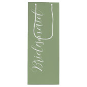 Sage Green gestileerde script bruiloft bruidsmeisj Wijn Cadeautas (Voorkant)