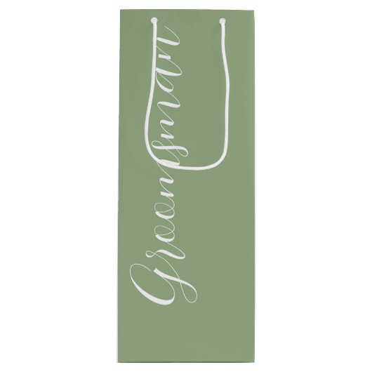 Sage Green gestileerde script bruiloft Groomsman Wijn Cadeautas (Voorkant)