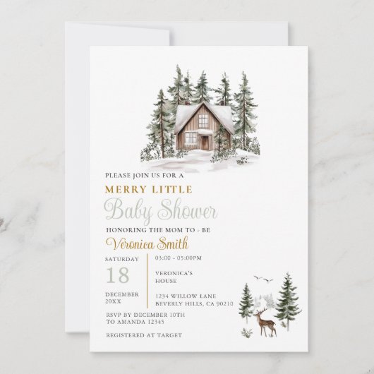 Sage Green Gingham A Merry Little Baby Shower  Kaart (Voorkant)