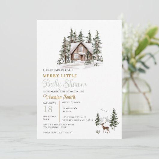 Sage Green Gingham A Merry Little Baby Shower  Kaart (Staand voorkant)